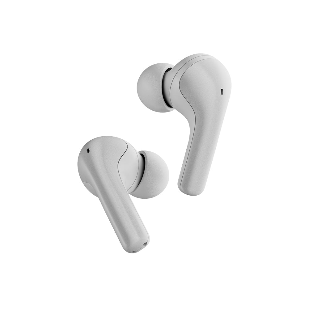 Fusion X earbuds with hybrid active noise cancellation in white color