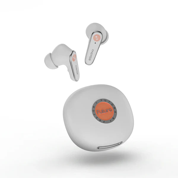 Wireless earbuds with charging case on a white background, featuring the 'Futura' brand.