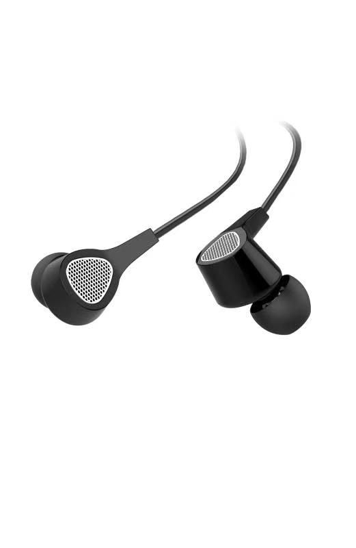 Black FASTER F15 music earphones with tangle-free wire