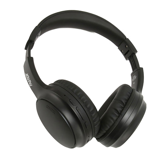 A front view of Faster black S5 ANC Over-Ear Wireless Headphone with White Background