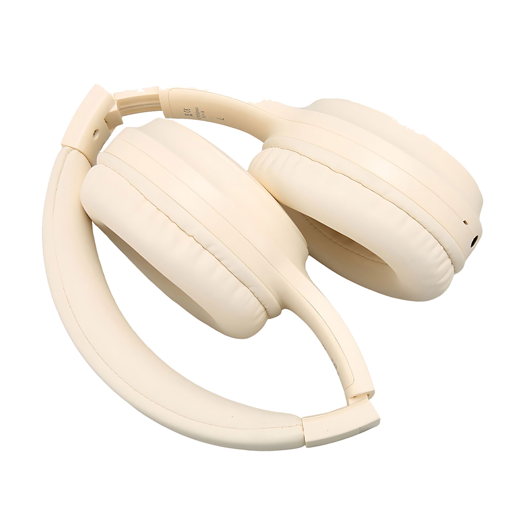 A Close up view of folded Faster S5 white ANC Over-Ear Wireless Headphones