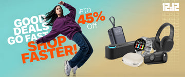 12 12 sale promotional collection banner featuring 45% off on desktop view