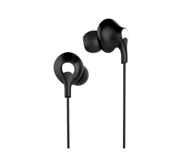 A Faster F13N Stereo Bass Sound In-Ear Handsfree in black on a white background.
