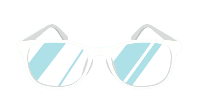 White smart sunglasses with light blue and white diagonal striped lenses, shown on a plain white background.