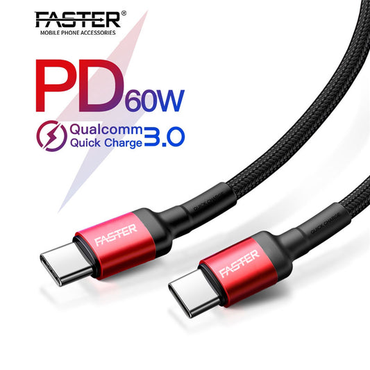  Faster FC-60W Type-C To Type-C 3A PD Cable with feature