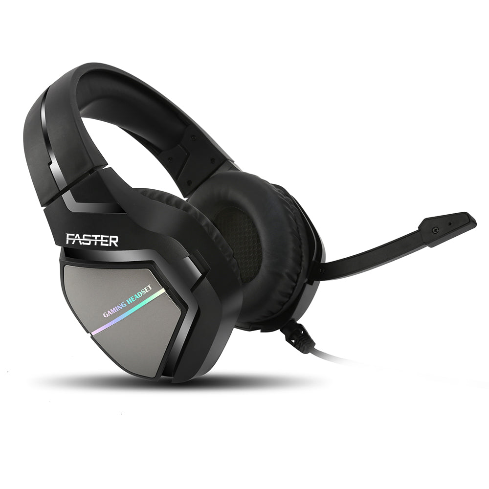A left side view of  Faster BluBolt BG-200 Gaming Headset with white background