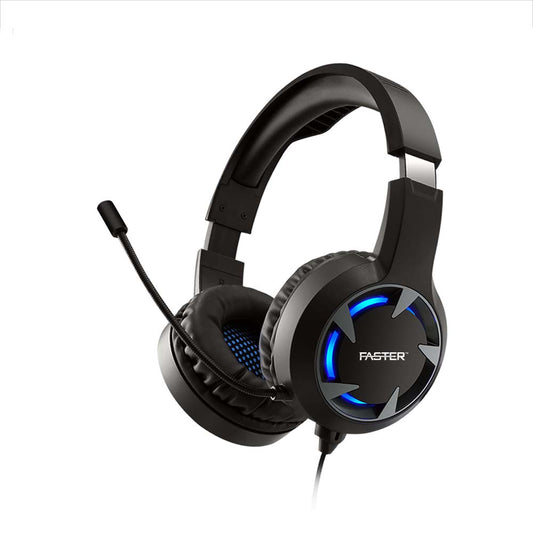 A Close up side view Faster BluBolt BG-200 Gaming Headset with white background