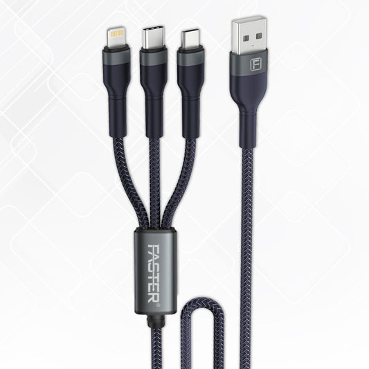 A Faster D4 Quick Charge Denim 3 in 1 Data Cable