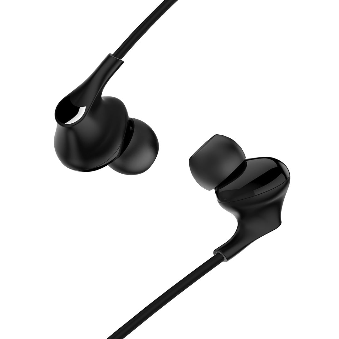 A Faster F13N Stereo Bass Sound In-Ear Handsfree in balck on white background